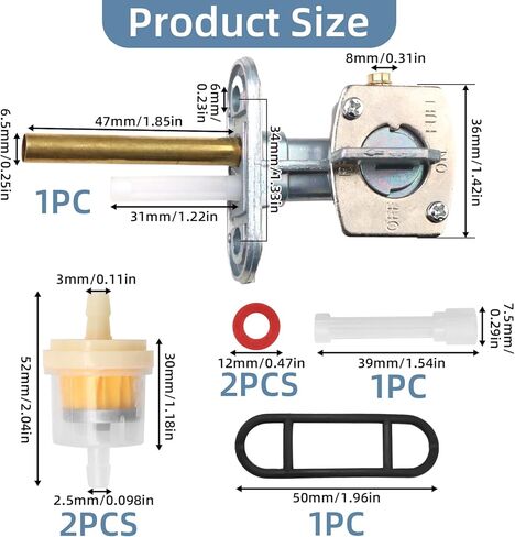 صمام إغلاق الوقود العالمي بيتكوك، مفتاح خزان الغاز متوافق مع Yamaha TTR90-250 YFB250 YFM200-400 Kawasaki KLF300 Bayou سوزوكي LTZ400 Quadsport ATVs الدراجات النارية in Kuwait