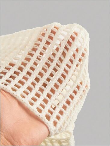 Girl's Hollow Out Crochet Knit Crop Sweater Long Flare Sleeve Boat Neck Sheer Pullovers Knitwear in Saudi Arabia