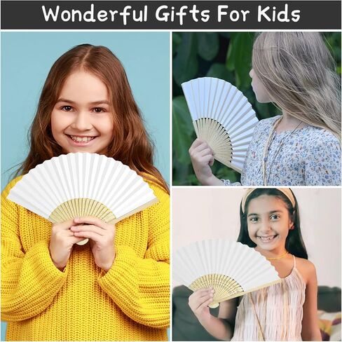 50 Packs White Paper Fans Paper Hand Fan Bamboo Folding Fan Handheld Fan Paper Folded Fan Paper Fan for Wedding Party and Home Decoration in Kuwait
