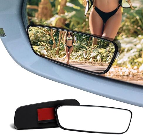 قطعتان من مرآة النقطة العمياء للسيارة - طقم مرايا جانبية محدبة للرؤية الخلفية، زجاج عالي الدقة مستطيل الشكل بزاوية واسعة للرؤية الخلفية مع ملحقات غطاء النقطة العمياء مع أجزاء المطر in Kuwait