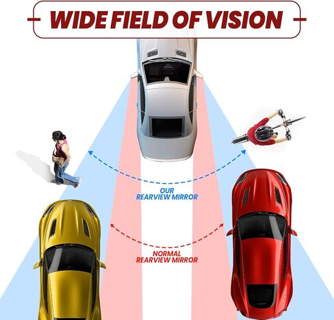 قطعتان من مرآة النقطة العمياء للسيارة - طقم مرايا جانبية محدبة للرؤية الخلفية، زجاج عالي الدقة مستطيل الشكل بزاوية واسعة للرؤية الخلفية مع ملحقات غطاء النقطة العمياء مع أجزاء المطر in Kuwait
