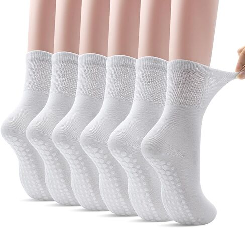 Non-Slip Yoga Socks for Women 6 Pairs, Non-binding Pilates Socks with Grips for Ladies,Grippy Socks 5-8 in Kuwait