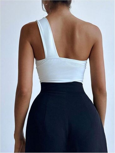 SHENHE Women's One Shoulder Sleeveless Big Bow Front Elegant Fitted Tank Top Bodysuit in Saudi Arabia