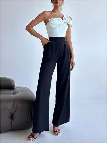 SHENHE Women's One Shoulder Sleeveless Big Bow Front Elegant Fitted Tank Top Bodysuit in Saudi Arabia