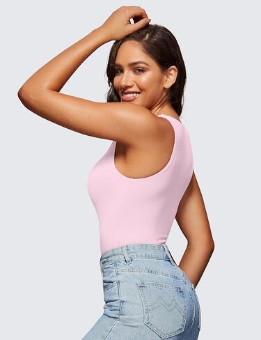 CRZ YOGA Butterluxe Sleeveless Bodysuit for Women High Neck Double Lined Sexy Tank Tops Racerback Thong Jumpsuits in Kuwait
