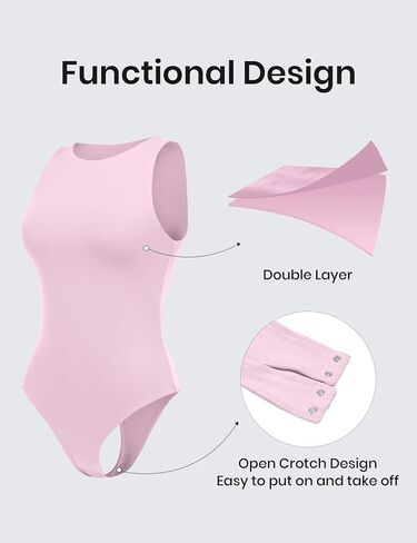 CRZ YOGA Butterluxe Sleeveless Bodysuit for Women High Neck Double Lined Sexy Tank Tops Racerback Thong Jumpsuits in Kuwait