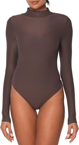 Sunzel الياقة المدورة داخلية للنساء كم طويل ملابس الخروج مثير قطعة واحدة قميص تيز الجوارب ملابس غير رسمية ثياب in Kuwait