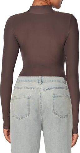 Sunzel الياقة المدورة داخلية للنساء كم طويل ملابس الخروج مثير قطعة واحدة قميص تيز الجوارب ملابس غير رسمية ثياب in Kuwait