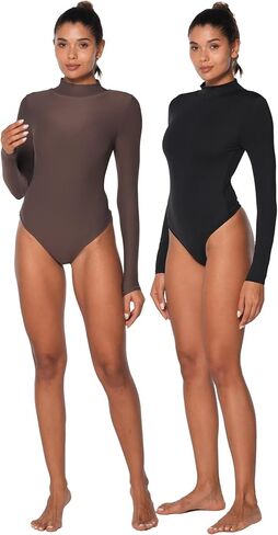 Sunzel الياقة المدورة داخلية للنساء كم طويل ملابس الخروج مثير قطعة واحدة قميص تيز الجوارب ملابس غير رسمية ثياب in Kuwait