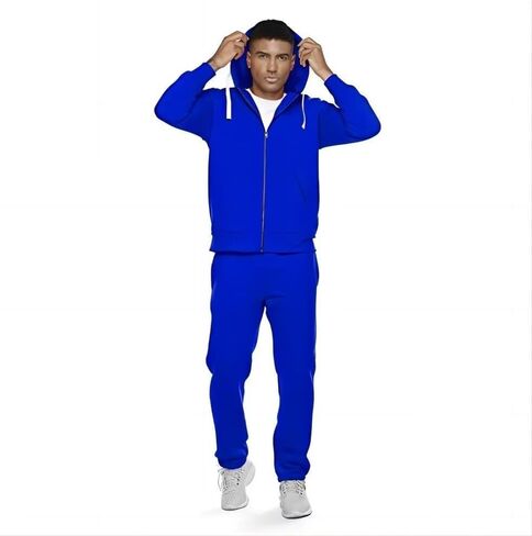 طقم بدلة رياضية للرجال من R RAMBLER 1985، بدلة رياضية بغطاء للرأس من الصوف السميك، قطعتين، ملابس كاجوال للشتاء أكثر دفئًا in Kuwait