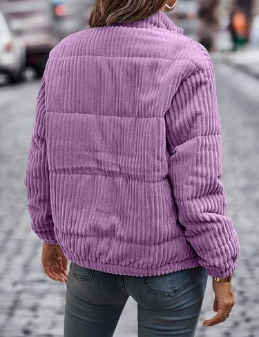 Flygo Corduroy Puffer Jacket Women Quilted Jackets Lightweight Baggy Zip Spring Fall Jackets Coats 2024 in Saudi Arabia
