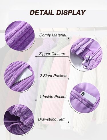 Flygo Corduroy Puffer Jacket Women Quilted Jackets Lightweight Baggy Zip Spring Fall Jackets Coats 2024 in Saudi Arabia