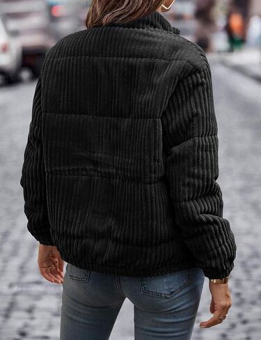 Flygo Corduroy Puffer Jacket Women Quilted Jackets Lightweight Baggy Zip Spring Fall Jackets Coats 2024 in Saudi Arabia