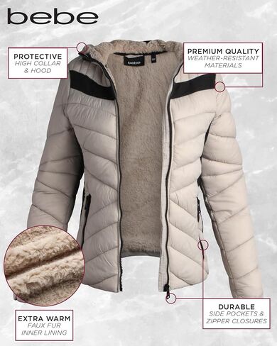 bebe Women's Puffer Vest - Lightweight Quilted Glacier Shield Winter Vest with High Collar and Hood - Jacket for Women (S-XL) in Saudi Arabia