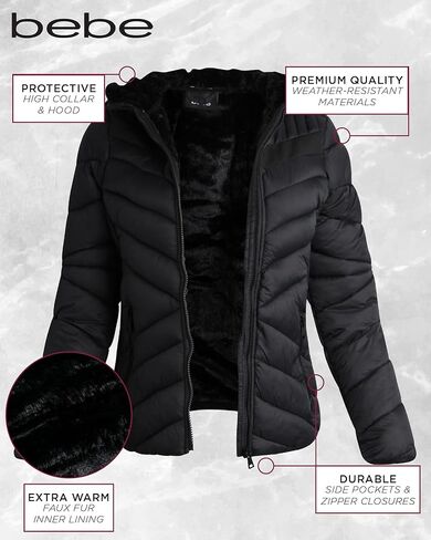bebe Women's Puffer Vest - Lightweight Quilted Glacier Shield Winter Vest with High Collar and Hood - Jacket for Women (S-XL) in Saudi Arabia