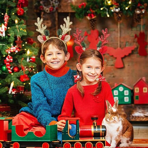 Christmas Reindeer Antlers Headband, Glitter Elk Antlers Headbands Christmas Costume Party Accessories for Women and Girls(Gold) in Kuwait