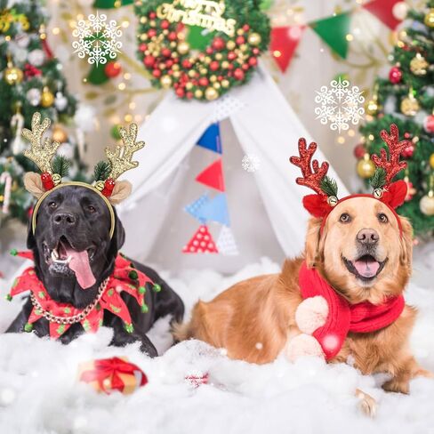 Christmas Reindeer Antlers Headband, Glitter Elk Antlers Headbands Christmas Costume Party Accessories for Women and Girls(Gold) in Kuwait