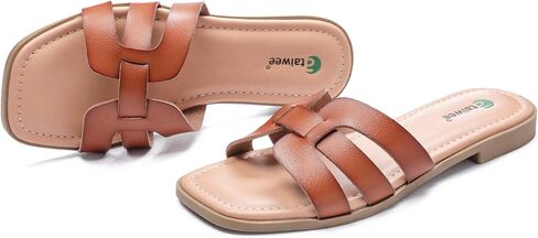 Ataiwee Women's Flat Slide Sandals - Fashionable Braided Elegant Cross Strap Flat Summer Sandals. in Kuwait