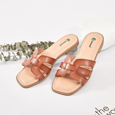 Ataiwee Women's Flat Slide Sandals - Fashionable Braided Elegant Cross Strap Flat Summer Sandals. in Kuwait