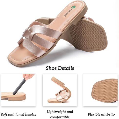 Ataiwee Women's Flat Slide Sandals - Fashionable Braided Elegant Cross Strap Flat Summer Sandals. in Kuwait