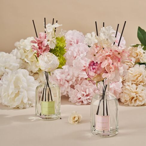 موزع روائح القصب من كوكورينا - زهر الكرز 8.5 أونصة سائلة/ 250 مل مع 8 أعواد، موزع روائح القصب لتزيين رف الحمام المنزلي (مجموعة الزهور النباتية) in Kuwait