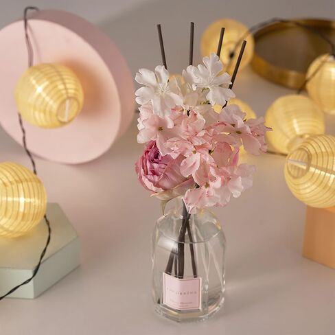 موزع روائح القصب من كوكورينا - زهر الكرز 8.5 أونصة سائلة/ 250 مل مع 8 أعواد، موزع روائح القصب لتزيين رف الحمام المنزلي (مجموعة الزهور النباتية) in Kuwait