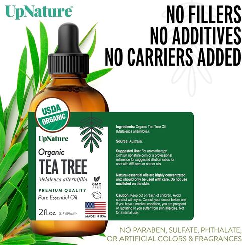 UpNature Organic Tea Tree Oil - 100% Pure Tea Tree Essential Oil for Skin, Toenail & Hair, 2oz in Kuwait