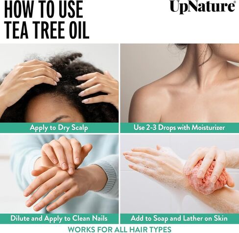 UpNature Organic Tea Tree Oil - 100% Pure Tea Tree Essential Oil for Skin, Toenail & Hair, 2oz in Kuwait