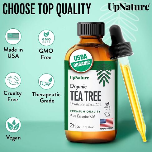UpNature Organic Tea Tree Oil - 100% Pure Tea Tree Essential Oil for Skin, Toenail & Hair, 2oz in Kuwait
