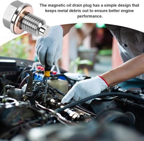 Magnetic Oil Drain Plug, Aluminum M12×1.5 Sump Drain Nut Bolt with 5 PCS Copper Crush Washer, Universal Oil Drain Plug Replacement for Most Cars Motorcycles, Car Accessories in Kuwait