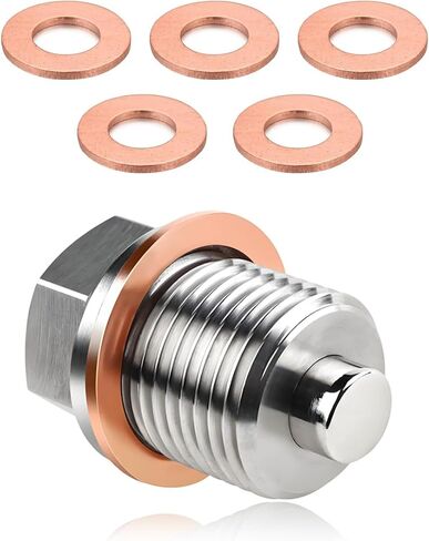 Magnetic Oil Drain Plug, Aluminum M12×1.5 Sump Drain Nut Bolt with 5 PCS Copper Crush Washer, Universal Oil Drain Plug Replacement for Most Cars Motorcycles, Car Accessories in Kuwait
