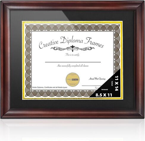 Diploma Frame 8.5 x 11 with Black over Gold Mat or Display 11x14 Diploma Frame Without Mat,Certificate Frames with HD Plexiglass in Saudi Arabia