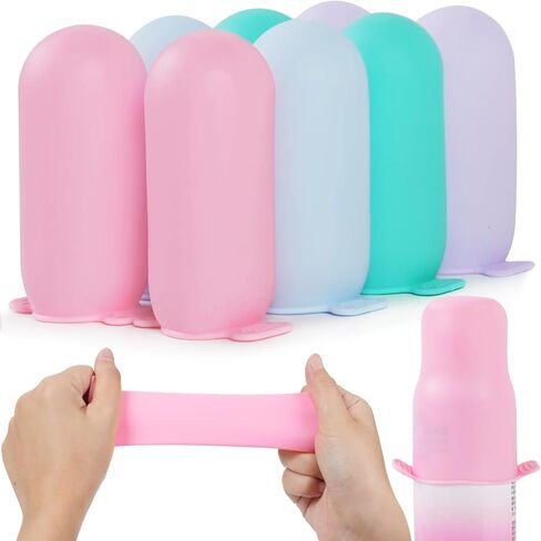 16 Pack Silicone Bottle Covers,Elastic Sleeves for Leak Proofing,Travel Essentials for Women Men,Travel Size Toiletries,Cruise Ship Essentials, Accessories Luggage, Travel Must Haves in Kuwait