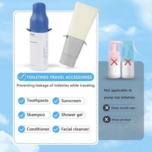 16 Pack Silicone Bottle Covers,Elastic Sleeves for Leak Proofing,Travel Essentials for Women Men,Travel Size Toiletries,Cruise Ship Essentials, Accessories Luggage, Travel Must Haves in Kuwait