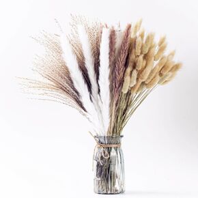 100PCS Natural Dried Pampas Grass Dried Flower – Elegant Boho Home Décor, Wedding Flowers, Rustic Farmhouse Style, Table Centerpieces, Party Decorations, Perfect for Valentine’s Day Gifts