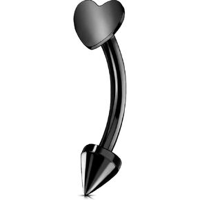 OUFER Rook Piercing Jewelry, G23 Solid Titanium Eyebrow Rings, Heart Vertical Labret Lip Jewelry, 16G Curved Barbells, Daith Rook Earrings for Women Men