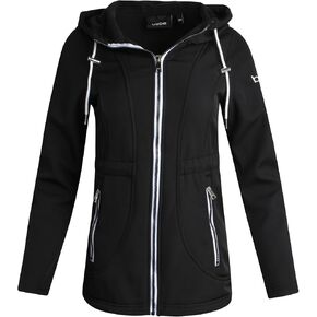 bebe Women's Long Softshell Jacket - Lightweight Quilted Hooded Zip Up Jacket - Insulated Windbreaker Jacket for Women (S-XL)