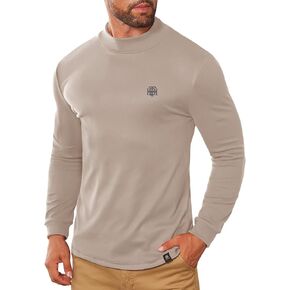 Mens Long Sleeve Thermal Shirts Mock Neck Stretchy Classic Pullover (S-XXL)