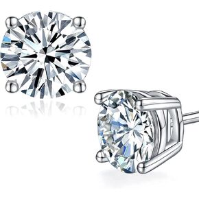 Moissanite Stud Earrings Lab Created 18K White Gold Plated 925 Sterling Silver Earring Jewelry Gifts for Women Men