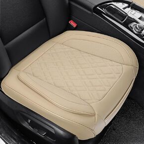 Car Seat Cover Front PU Leather Seat Covers, 2Pcs Universal Bottom Seat Covers for Cars, Anti-Slip, Storage Bags,Full Wrapping Edge Fits 95% of Vehicles(1 Pair, Black Grid)