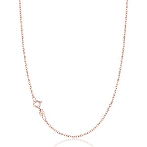 Jewlpire 1.3MM Italian Solid 18k Gold Over 925 Sterling Silver Chain Necklace for Women, Hypoallergenic Cable Chain Sturdy & Shiny Women's Chain Necklaces 14 16 17 18 20 22 24 Inch