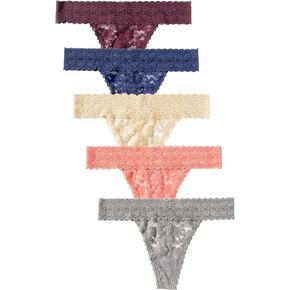 Stretchy Lace Low Rise Thong - Sexy Underwear for Women, Seamless Panties - Thongs for Women