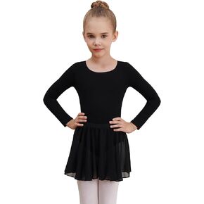 Long Sleeve Girls Leotard Gymnastics Leotards for Girls Ballet Dance Dresses with Skirt