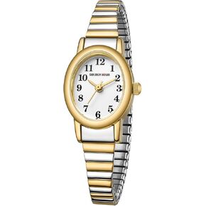 GOLDEN HOUR Women's Easy Read Gold Watch with Expansion Band, Oval Case