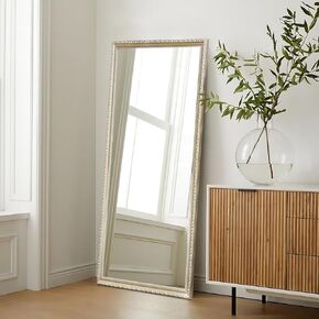 65"x22" Full Length Mirror, Vintage Carved Mirror Solid Wood Frame Wall Mirror Tall Mirror Full Floor Full Body Mirror with Stand for Bedroom, Dressing Room, Shatter Proof(Gold)