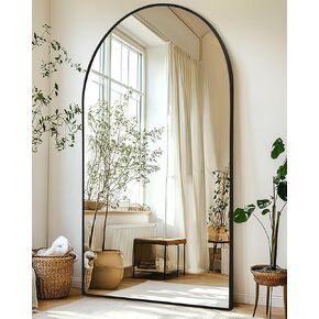 76" x 44" Arched Full Length Mirror, Standing Free Mirror, Stand Up Full Body Mirror,Large Floor Mirror for Bedroom Bathroom Living Room, Black
