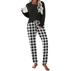 Ekouaer Womens Pajamas Set Long Sleeve Christmas PJ Sets Soft Lounge Set for Women Sleepwear Joggers with Pockets