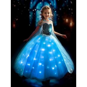 Princess Dress Girls Halloween Light Up Princess Costume & Cape Toddler Christmas Costume Princess Dress Up Clothes