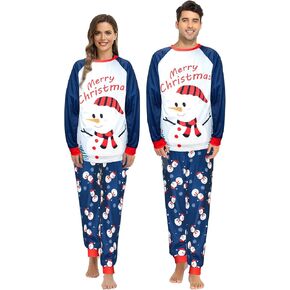 Tphon Christmas Couple Pajamas Sets Holiday Sleepwear Matching Christmas Pjs Long Sleeve