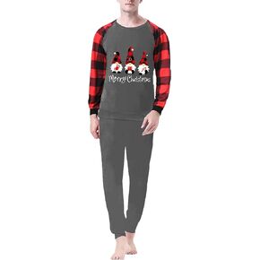 Couples Matching Christmas Pajamas Sets 2024 Christmas Pjs for Men & Women Printed Sleepwear with Pockets